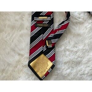 Donald Trump Signature Stripe Silk Neck Tie Gold Bar - Patriotic